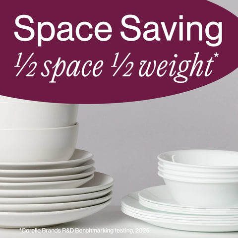 Corelle® Winter Frost White Dinnerware Set – Service for 8 + Meal Bowls