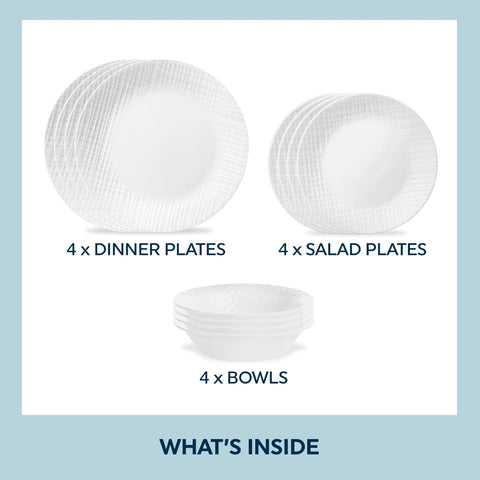 Corelle® Linen Weave 12-piece Dinnerware Set, Service for4