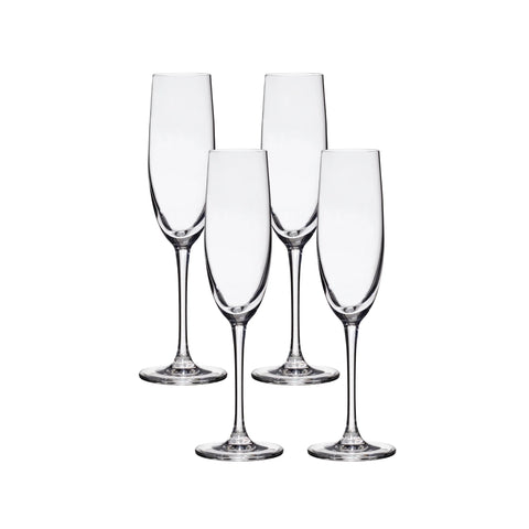 Lucaris Bangkok Bliss Champagne Flute Glasses (4-Pieces), 6-ounce, Dishwasher Safe, Lead-free Crystalline